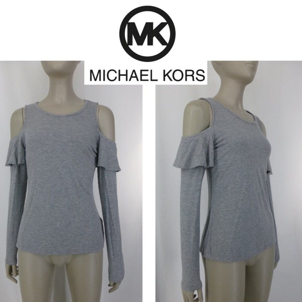 Michael Michael Kors Ruffled Cold Shoulder Long-Sleeve Top